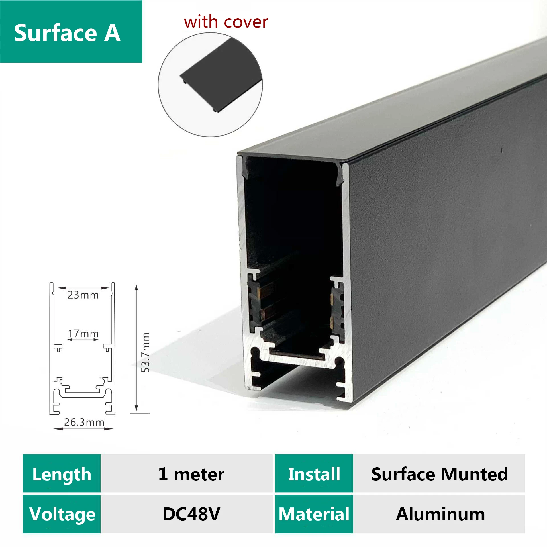 Binario magnetico a montaggio superficiale da 2 metri per soggiorno, camera da letto, sospensione lineare a soffitto, filo sospeso, accessori per binari magnetici