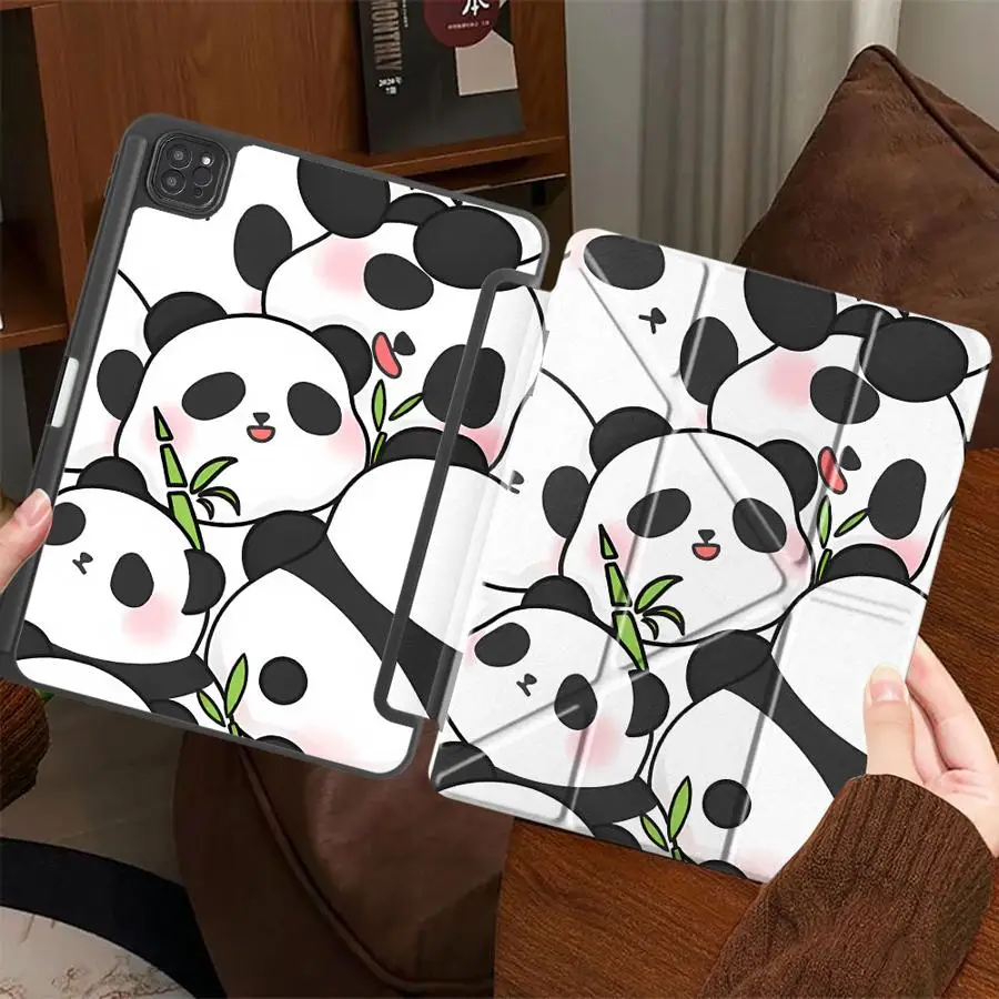 

Чехол для планшета Panda Cute Happy для iPad Air 4 5 M3 M2 1 2 M4 11 дюймов Pro 2025 Pro 11th 10th 9th 8th 7th 12.9 дюймов Mini 6 7 с держателем