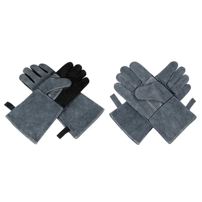 

14-inch Leather Welding Anti Scalding Gloves for BBQ Oven Grill Fireplace TIG MIG Heat & Resistant Gloves Soft