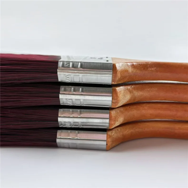 1 قطعة/4 قطعة مجموعة فرشاة طلاء بزاوية 2.5 بوصة مع مقابض خشبية بلاستيكية 6 فرش ذات شعيرات معدنية لطلاء الجدران والحواف المزخرفة