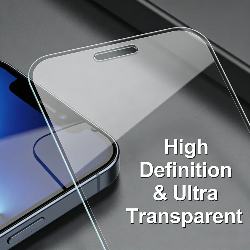 Full Coverage Tempered Glass Screen Protector With Cleaning Kit For iPhone 14 - Black Silk Print Edge, Dust-proof Glass HD Film