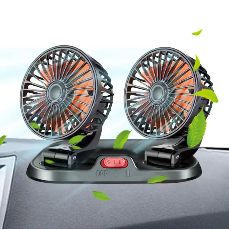 

Car Fans Dual Head Electric Car Fan Adjustable USB Dashboard Fan 360 Degrees Rotatable Truck Fan Car Interior Accessories Fits