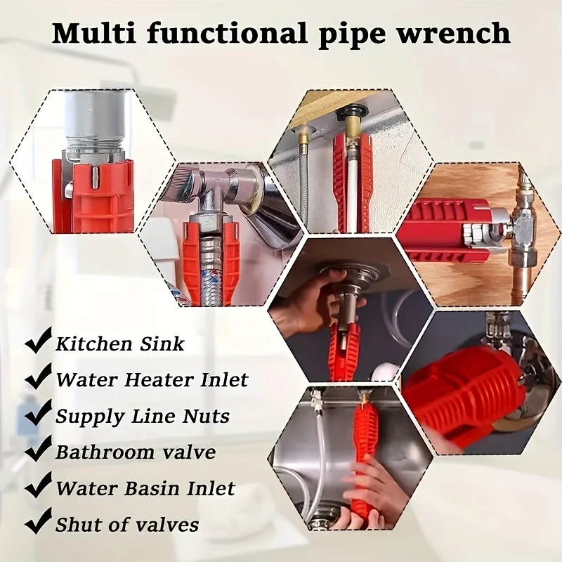 Sink Wrench，Faucet And Sink Installation Tool Multi-Functional Pipe Tool Extractor，Suitable For Sinks, Bathrooms, Kitchens,