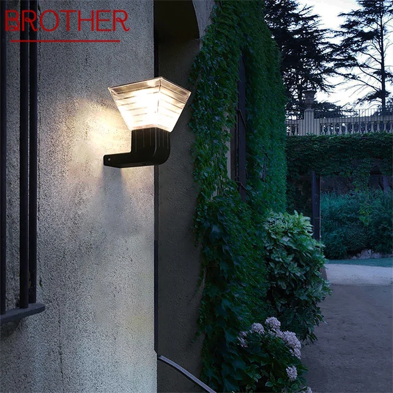 

BROTHER Contemporary Solar Outdoor Wall Lamps Simplicity Waterproof Creative Balcony Hallway Courtyard Villa Gate Hotel