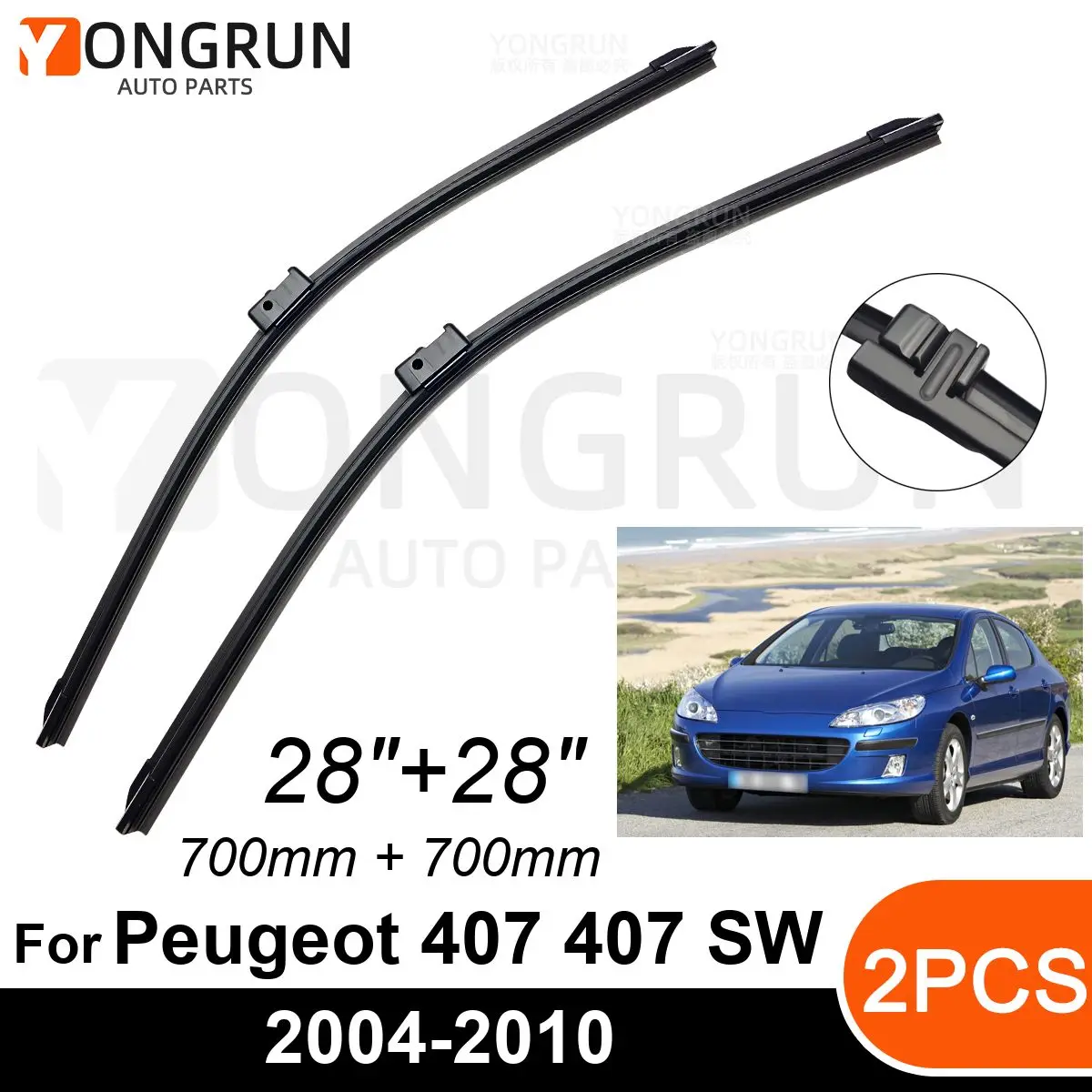 Car Front Windshield Wipers For Peugeot 407 407 SW 2004-2010 Wiper Blade Rubber 28