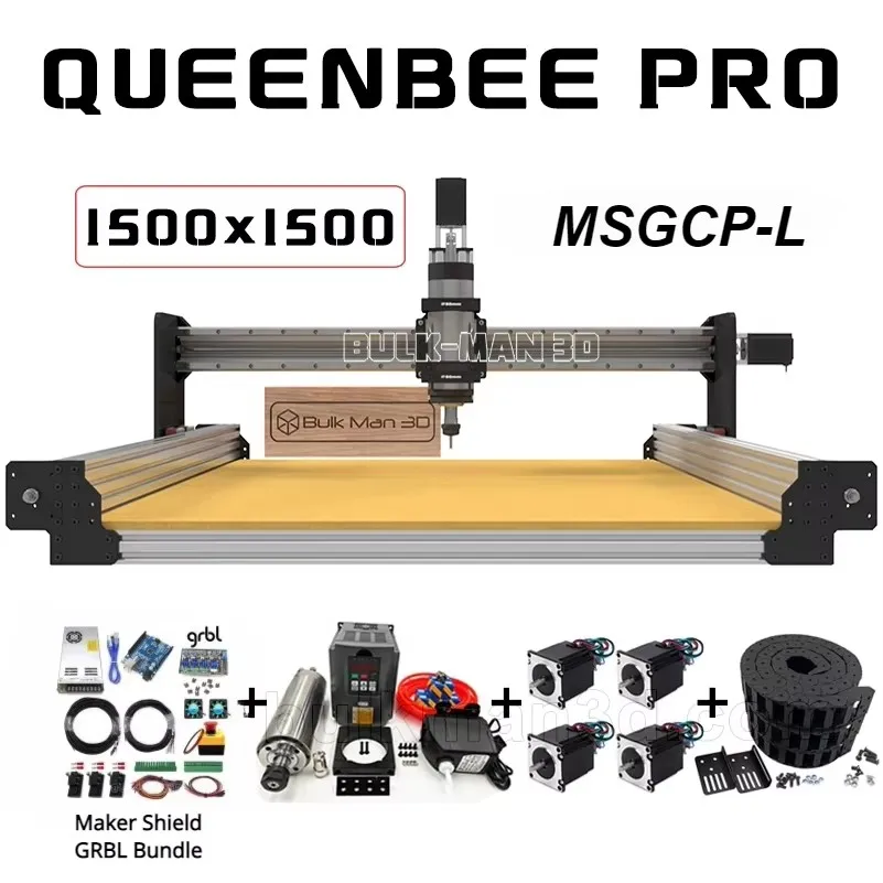 15%OFF BulkMan3D 1500x1500 QueenBee PRO CNC Router Machine Complete Full Kit with Maker Shield GRBL Control Wood Router Machine