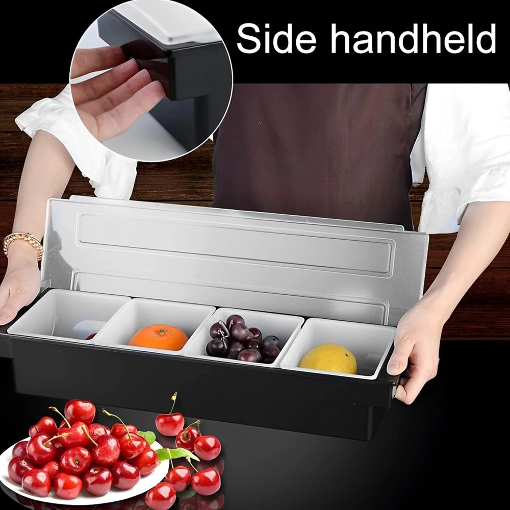 Transparent Lid Divided Fruit Box ABS Seasoning Container New 3/4/5/6 Compartment Trays for Fruit Seasoning Snacks