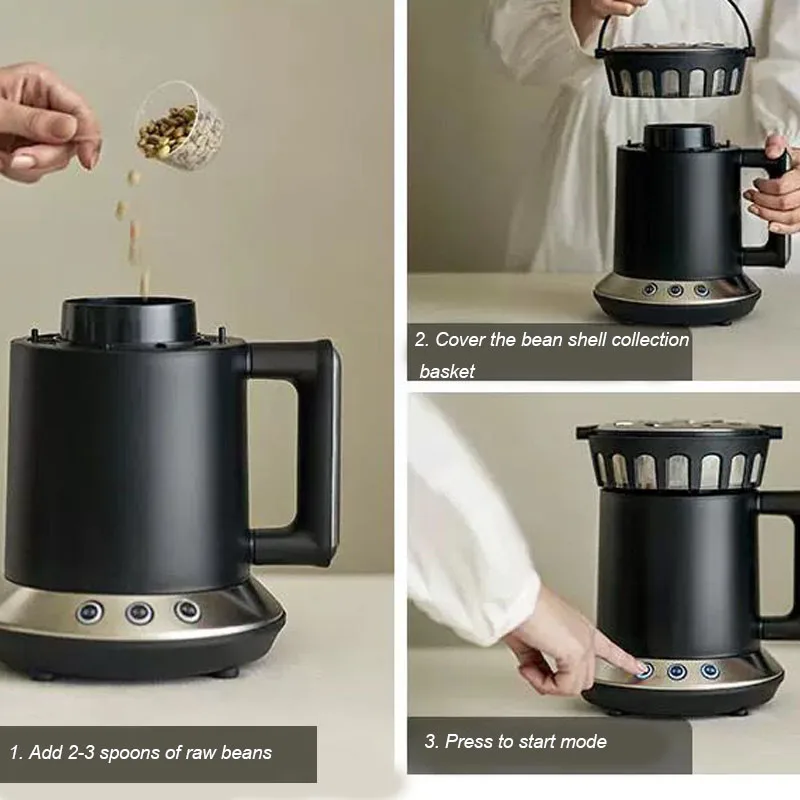 Full-Automatic Household Coffee Bean Roaster Without Supervision Mini  Baking Bean and Cooling Integrated Machine