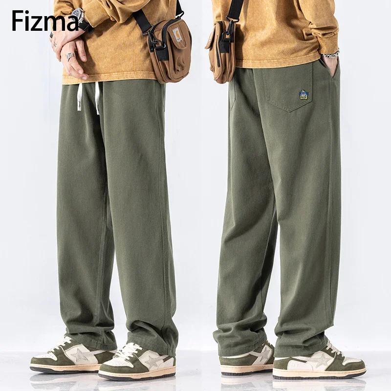 Fizma เสื้อผ้าผู้ชาย 4 สีคลาสสิกฤดูใบไม้ร่วง Casual VINTAGE Cargo กางเกงแฟชั่น Baggy กางเกงชายกางเกงผ้าฝ้ายสําหรับชาย