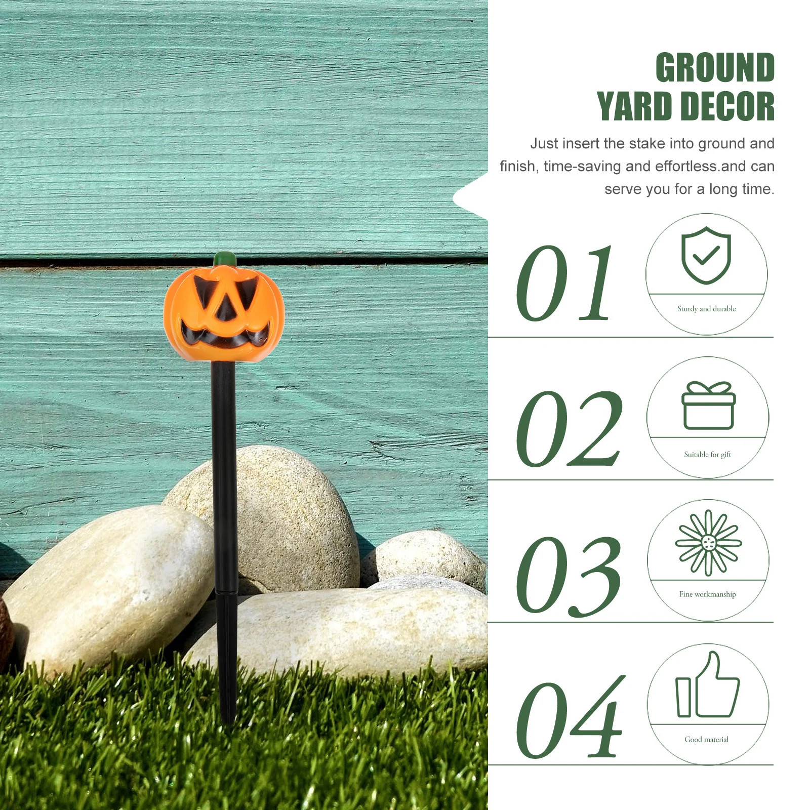 

5pcs Pumpkin Lantern Cover Accessories Outdoor Halloween Yard Stakes Ground Garden Decor Festival Lawn Props Solar Light Decor