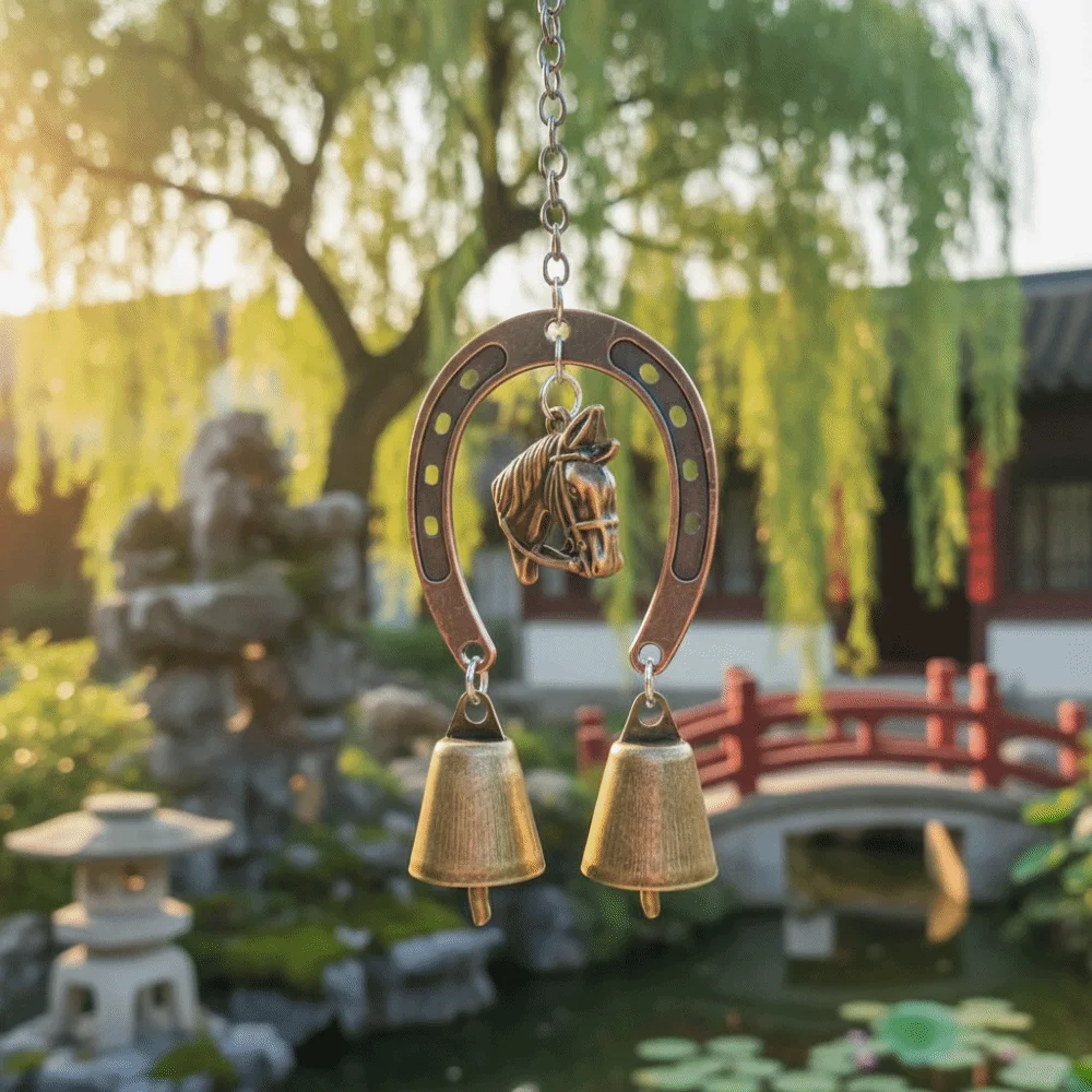 Horse-Shaped Retro Wind Chimes Vintage Soothing Audio Outdoor Wind Chimes Animals Creative Courtyard Hanging Ornament Outdoor