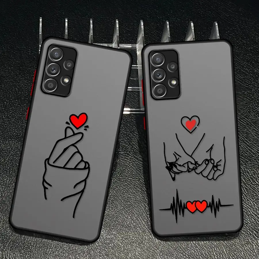 Phone Cover Case for Samsung Galaxy A53 A35 A14 A23 A16 A15 A56 A55 A54 A73 A33 A17 A52 A52S A72 A34 A36 Hand In Hand Love Lines