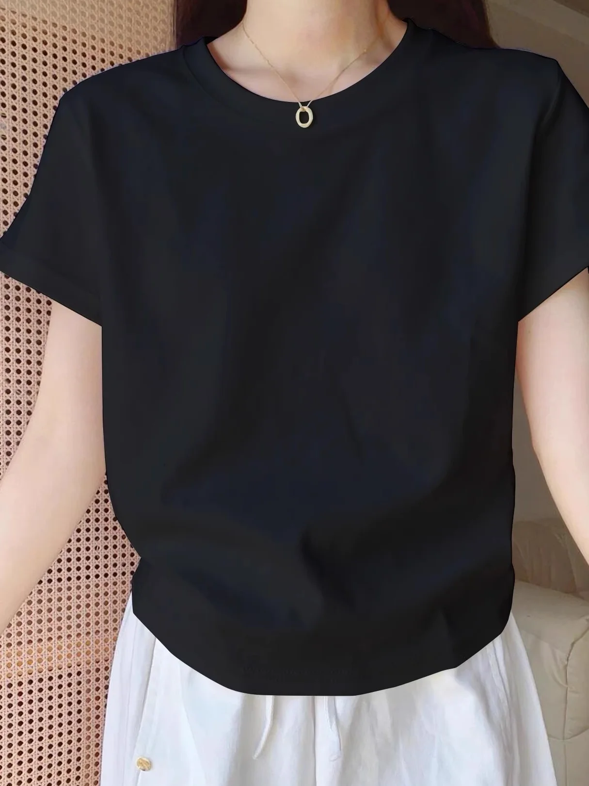 White round Neck Short Sleeve T-Shirt Women's Summer Pure Cotton Basic Style Super Beautiful Simple White T Shirt Upper Body