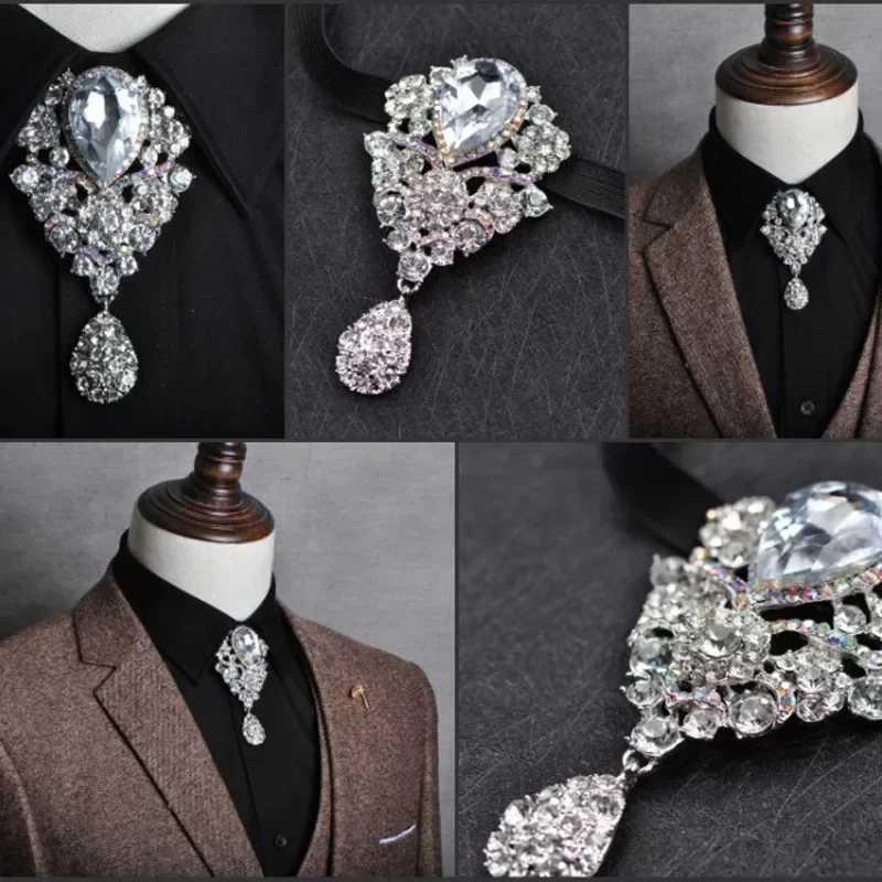 New Luxury Rhinestone Bow Tie High-end Gift Men and Women\'s Fashion Korean British Business Banquet Bowtie Men\'s Wedding Jewelry