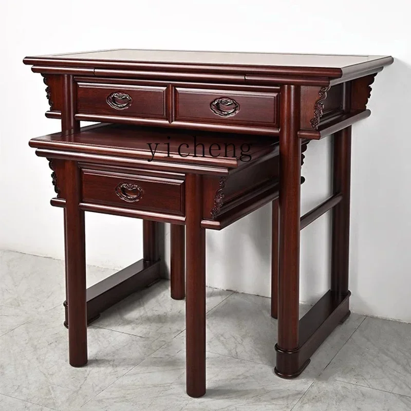Cylindrical Table All Solid Wood New Chinese Style Thickened Simple Style Modern Rural Villa Living RoomD17