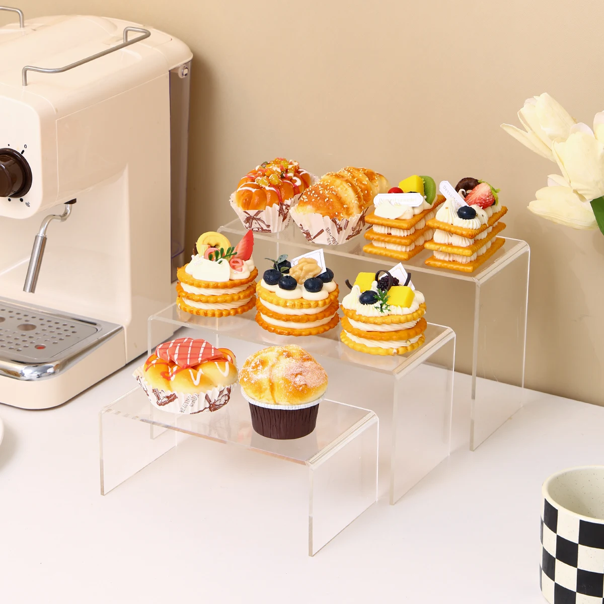 

3pcs stepped transparent acrylic cake stand stackable paper cupcake mousse juice display stand birthday party decoration bracket