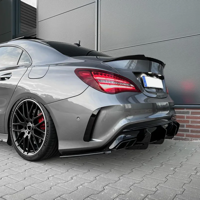 

4 Fins For Mercedes Benz C117 CLA45 AMG Line 2016-2019 Car Rear Bumper Diffuser Rear Side Splitters Spoiler Lip Gloss Black New