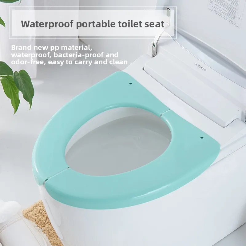 غطاء مرحاض بلاستيكي محمول قابل للطي، حصيرة مرحاض مقاومة للماء للاستخدام المنزلي الشخصي أثناء السفر