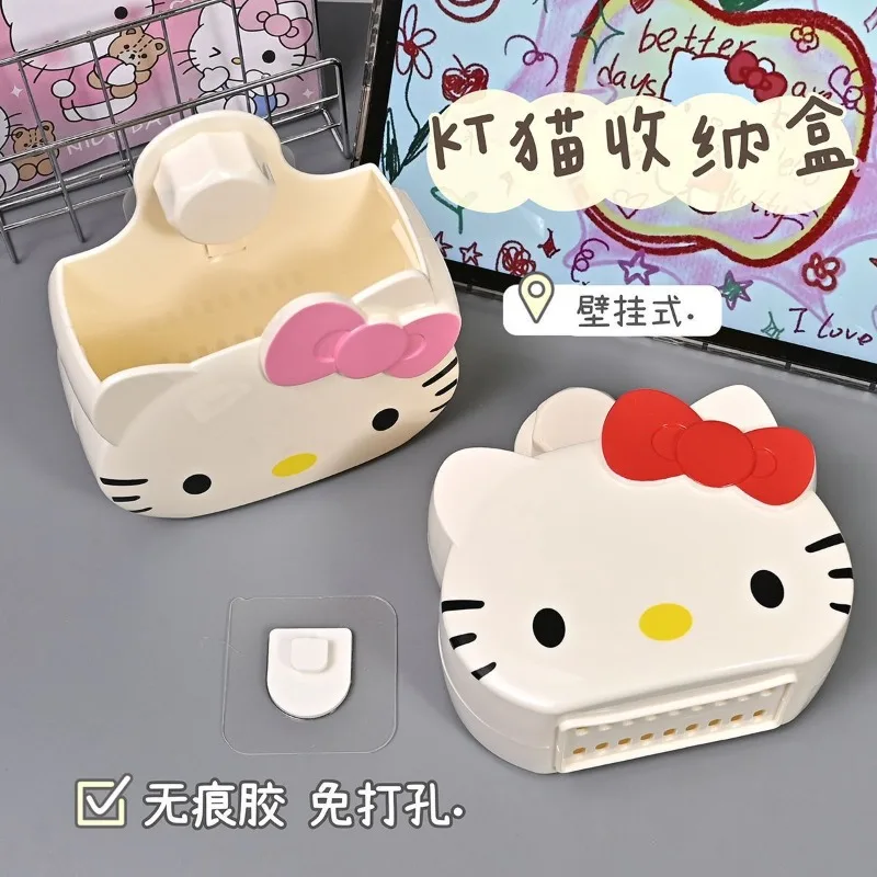 Kawaii Hello Kitty Cartoon Anime Cute Home Dormitory Washbasin Non Perforated Drain Storage Box Student Girl Gift Wholesale