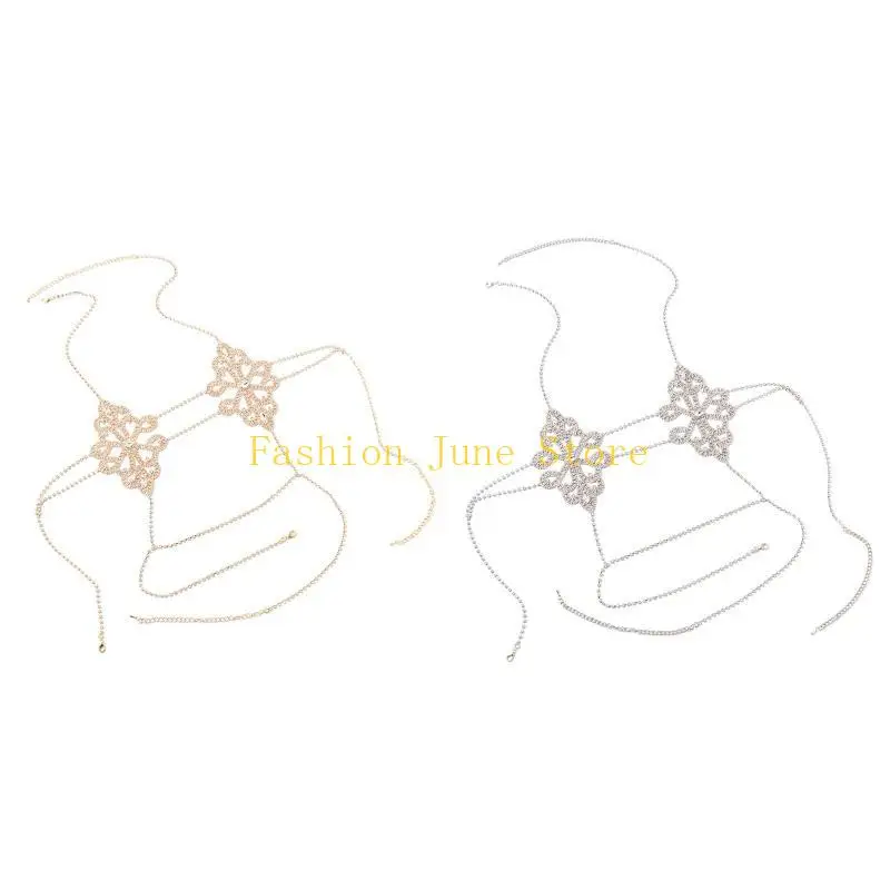 N5KA المرأة الجسم البطن سلسلة فضية الصدرية مجوهرات مثير قلادة بيكيني لحفلة الشاطئ #4