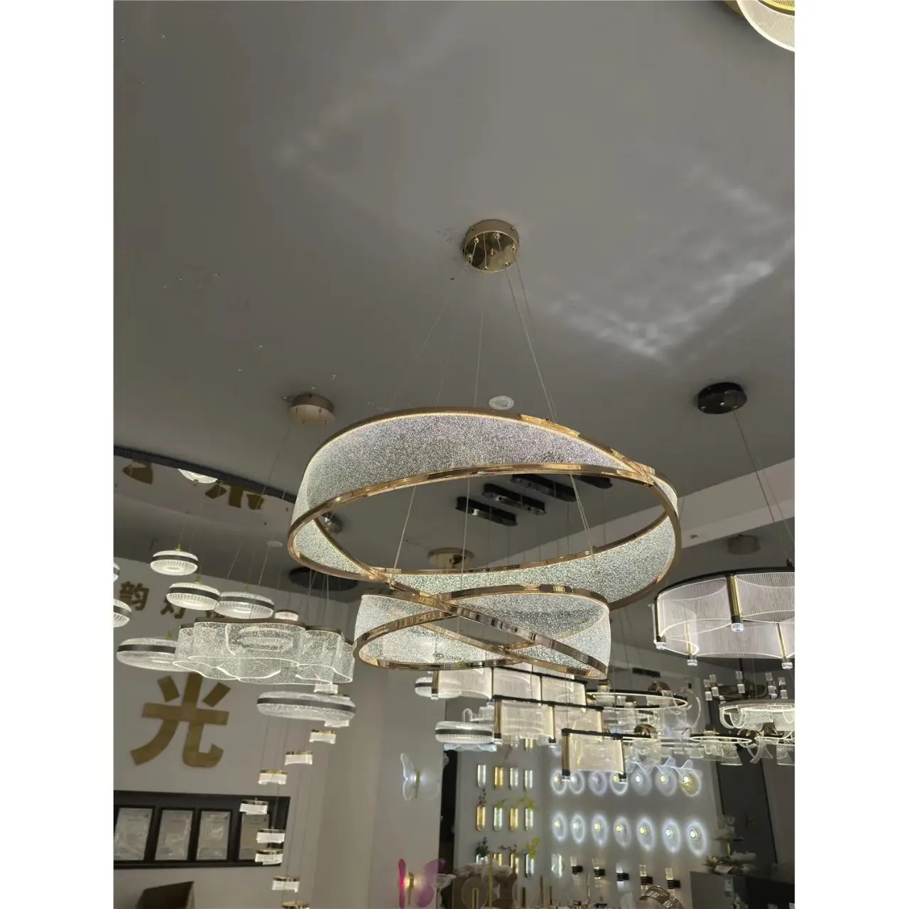 Modern Acrylic Art Designer Model Project LED Simple Fashion Style Furniture Pendant Ring Light