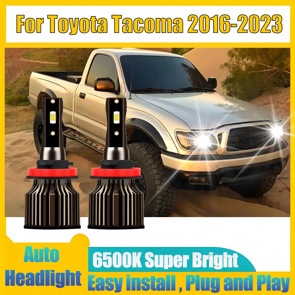 

2PCS 25000LM LED H11 H8 H9 Headlight Super Bright Light 6500K White Plug and Play High Power 150W For Toyota Tacoma 2016-2023