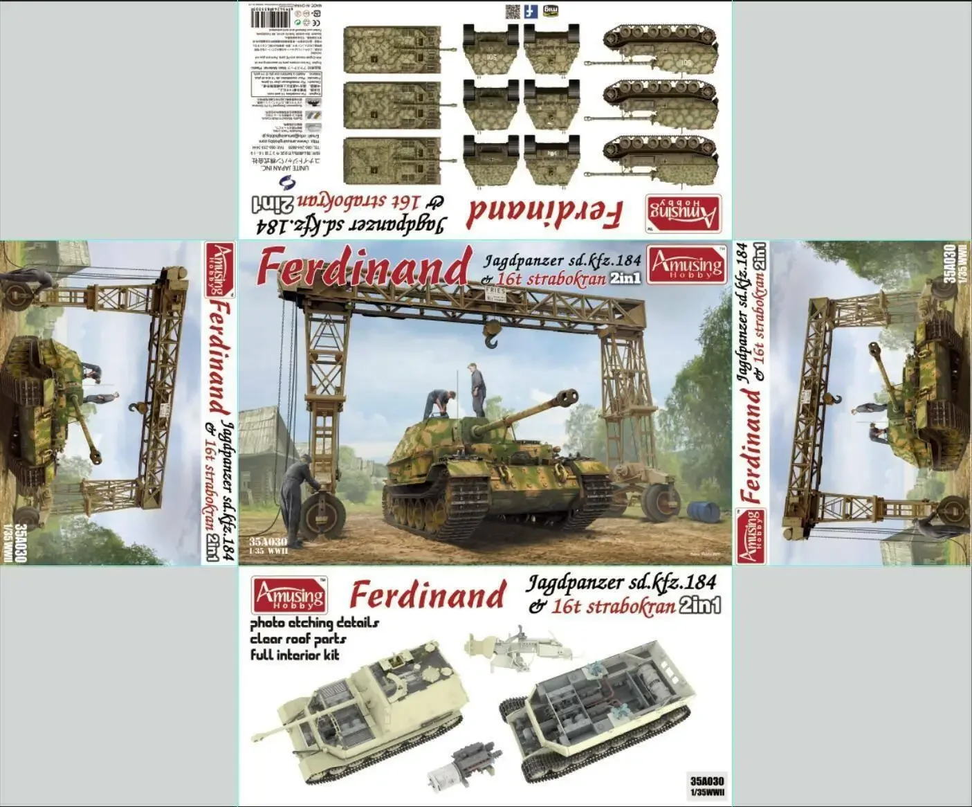 Amüsant Hobby 35A03 0 1/35 Skala Sd.Kfz.184 Ferdinand (volle innen) & 16t Strabokran Modell Kit