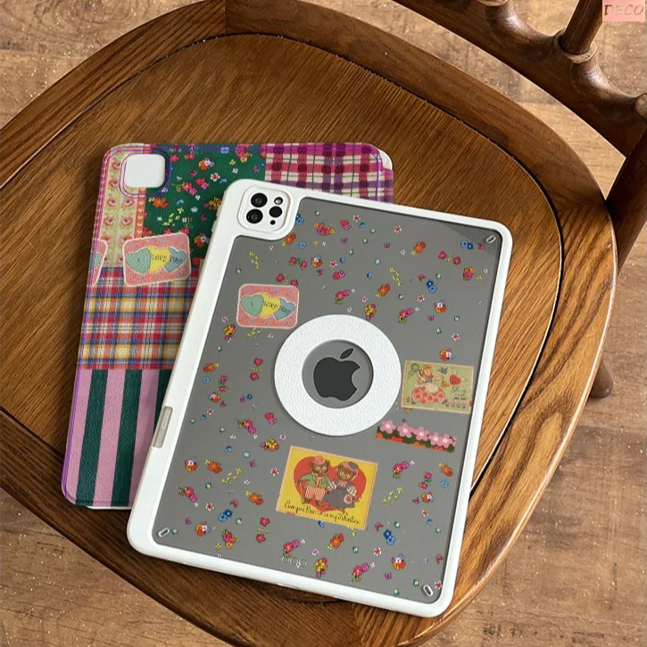 Striped Patchwork Magnetic Buckle 720° Magnetic Ring Tablet Case for IPad Pro12.9 13 M4 M5 Case 8.3 9.7 10.2 7th-11th Air8