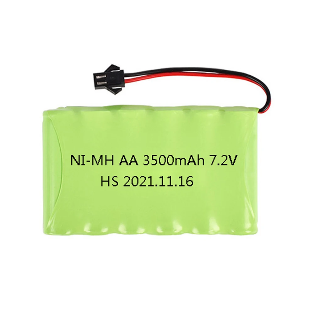 7.2V 3500mah rechargeable Ni-MH AA battery SM plug with charger for RC car truck RC boat tank accessories upgrade 7.2 V 3000 MAH