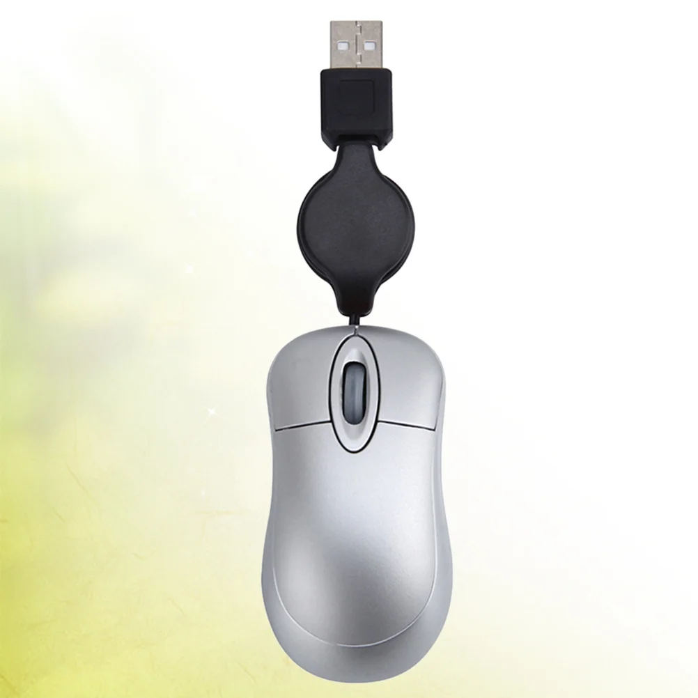 Usb mini mouse telescópico prata portátil óptico com fio mouse para notebook portátil escritório uso doméstico silencioso aperto confortável