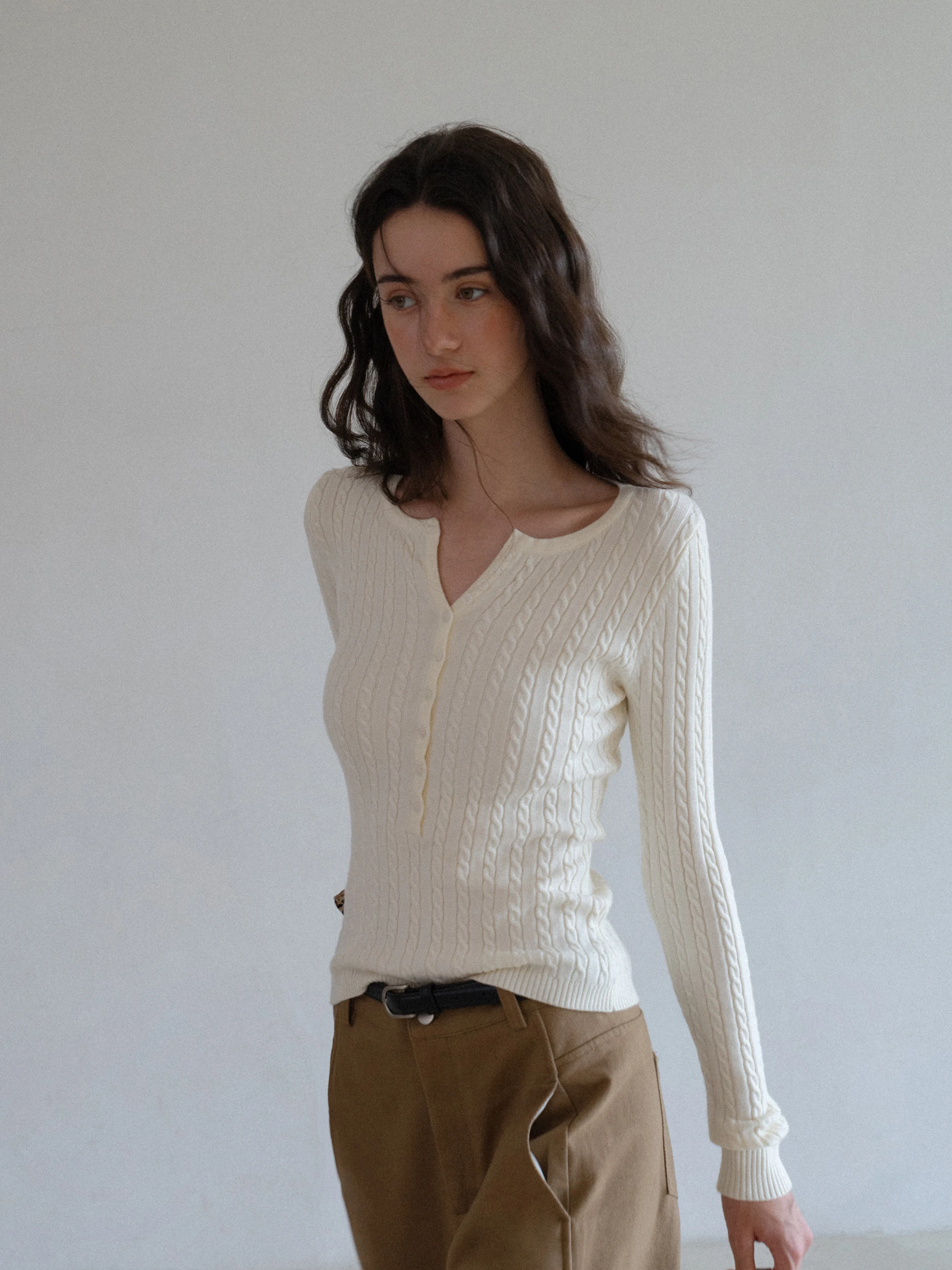 

Slim Fit Long Sve V-Ne Knitted Sweater Casual Sle Women's Faion Spring Autumn Eggka Polyester Fiber Softn