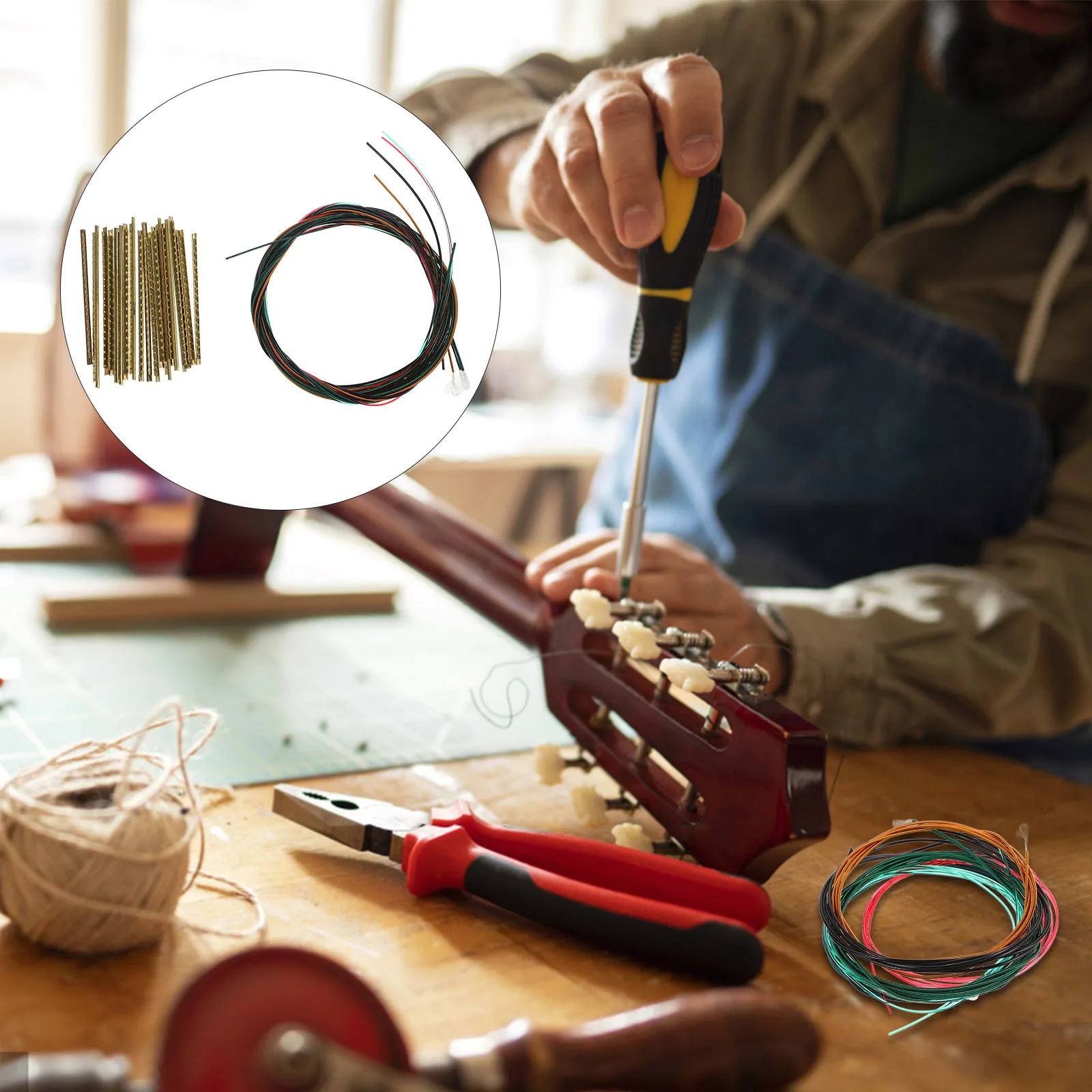 

1 set 1 Set Classical Guitar Strings Replacement Colorful Aluminum Brass Easy Install For Guitar Repairing Accessories Supply