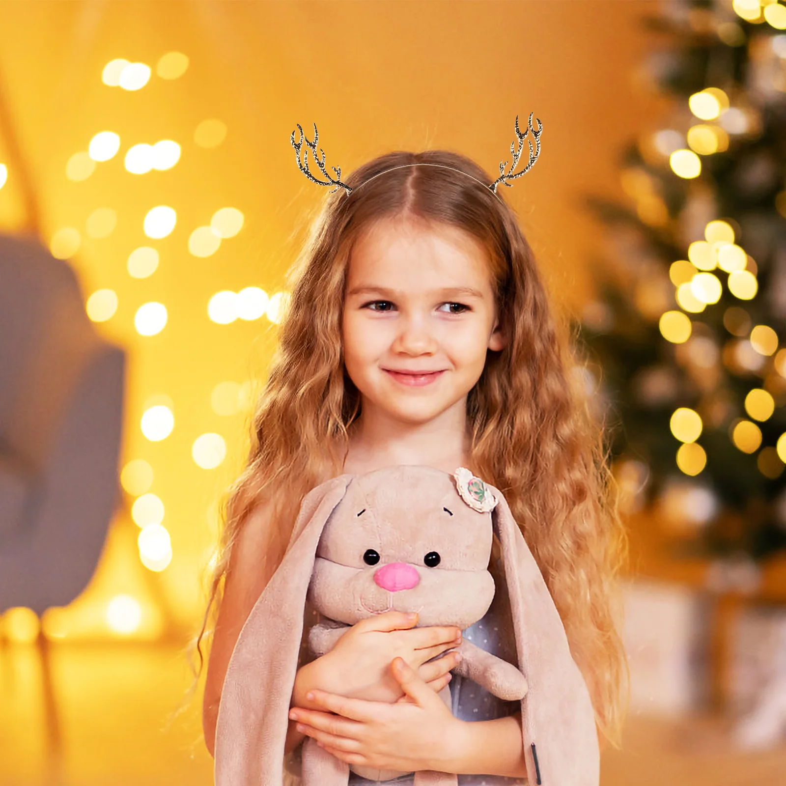 قرن الوعل عقال عيد الميلاد الرنة المعادن حجر الراين الشعر هوب عطلة حزب مهرجان اكسسوارات قرون الغزلان رباط شعر