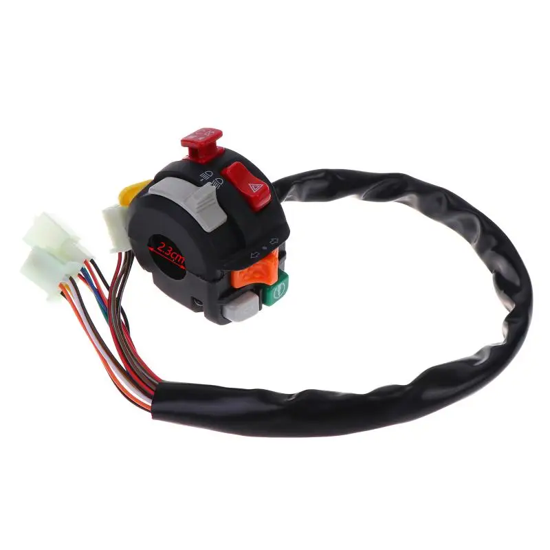 7/8" 22mm Motorcycle Multifunction Handlebar Control Switch Assembly Warning Light Kill Start Turn Signal Horn Button Switch view 3