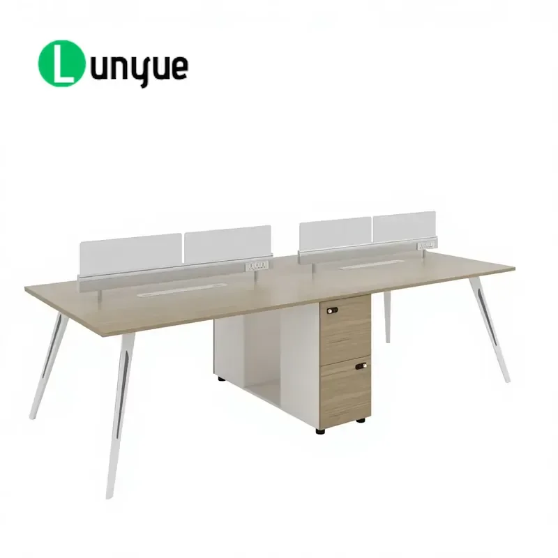 Modern Wooden Desk and Chair Set with Storage Soundproof Screen Retractable Function Efficient Collaborative Workspace