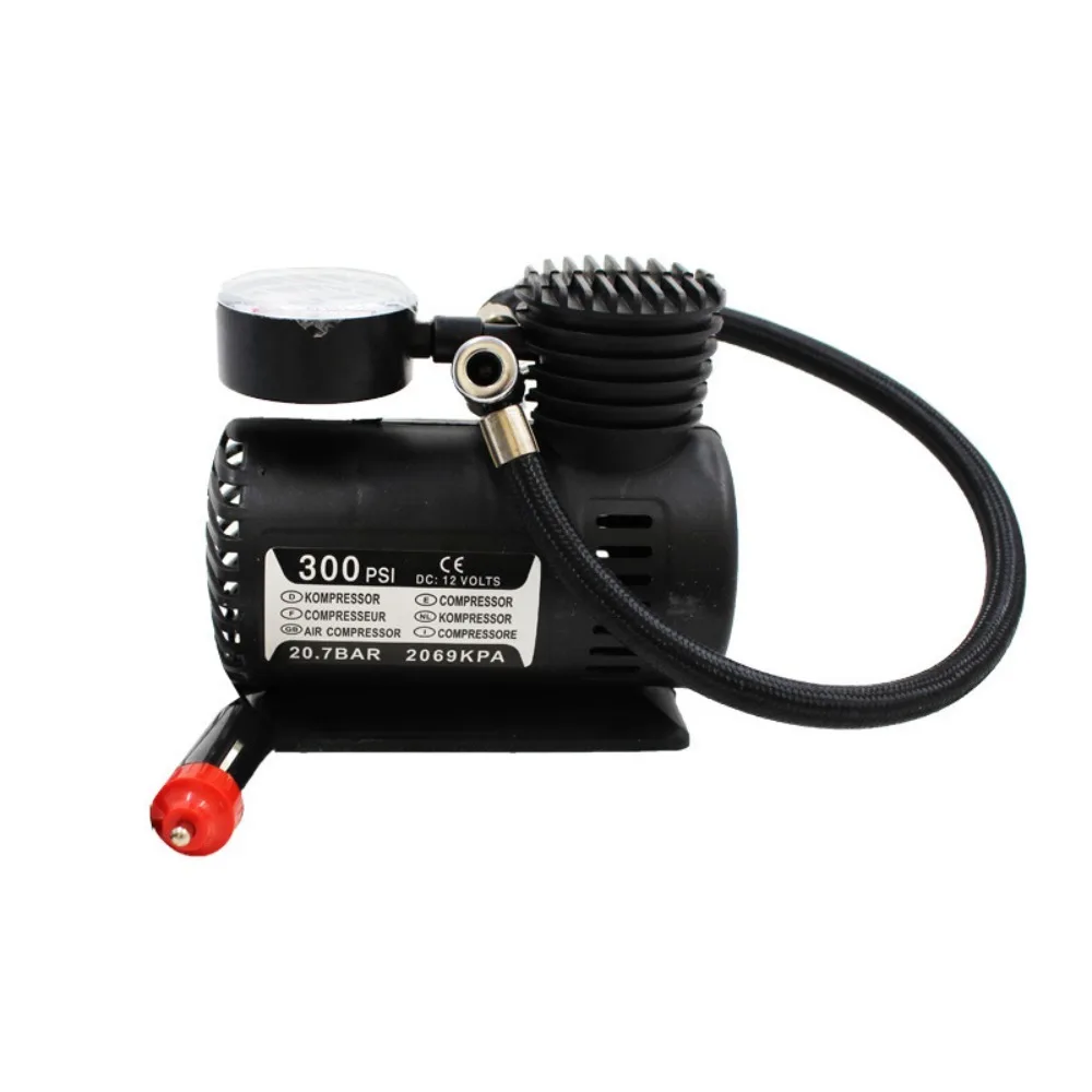 DC 12V Compressor Tire Inflator Motorcycle Bicycles Car Auto Tire Pump with Mechanical Pressure Gauge Portable