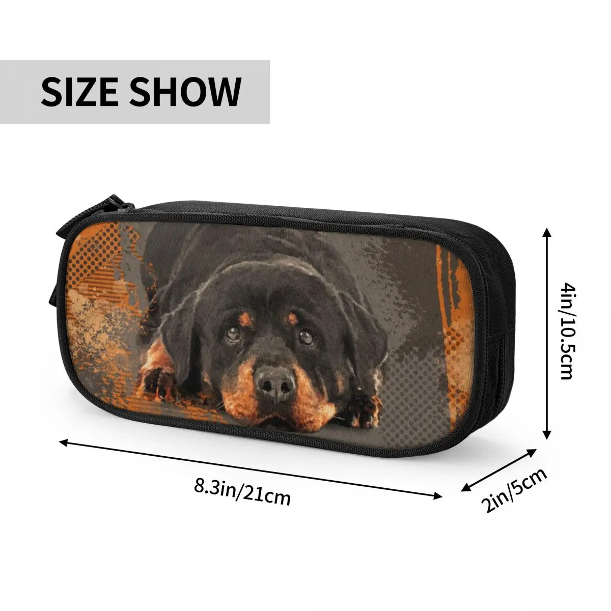 Imagem -04 - Cute Rottweiler Dog Pencil Cases para Meninas e Meninos Grande Capacidade Animal Pen Box Bolsa Acessórios Escolares Personalizado