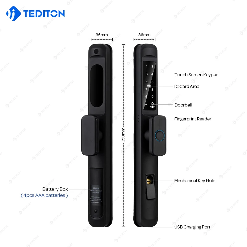 TEDITON Fechadura الرقمية تويا واي فاي ذكي الشريحة الباب المزدوج نقاط قفل الباب مفتاح ذكي اقفال الصناديق أقفال الأبواب الشريحة