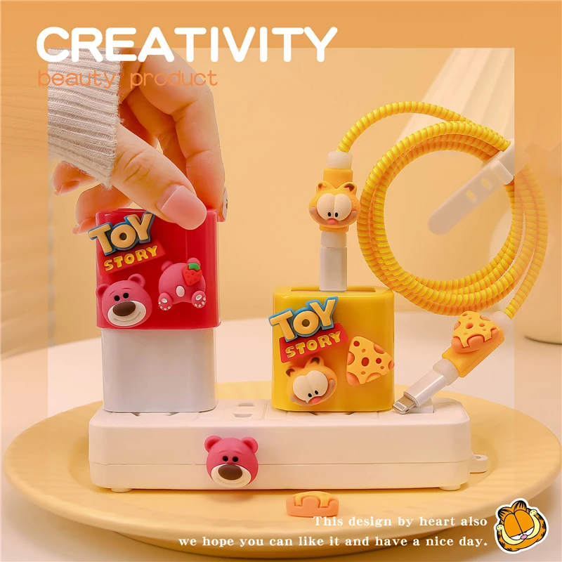 Disney Winnie the Pooh Donald Cable Winder Set Cartoon Charger USB Cable Protector For Apple IPhone Cable Protect Decoration