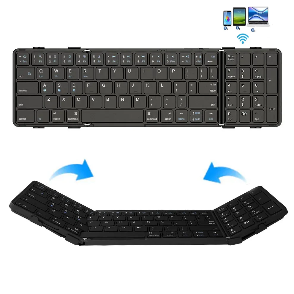 

Foldable Wireless Keyboard Bluetooth Rechargeable Keyboard With Touchpad Multi-Device Folding Keyboard for IOS Android Tablet