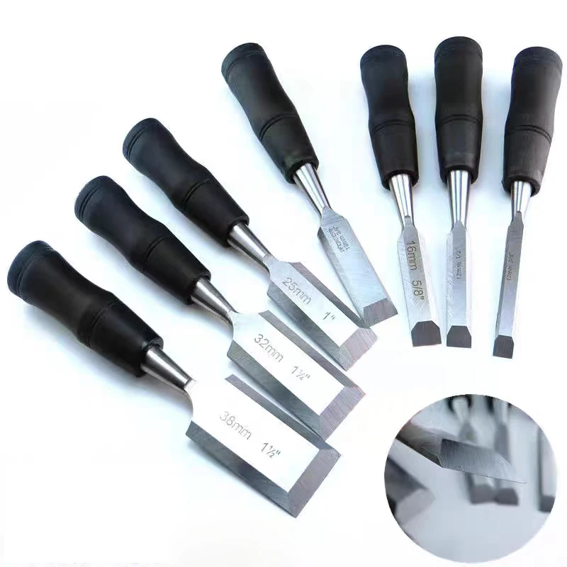 8Pcs Wood Chisel Wood Carving Tools 6mm to 38mm Tail With Rivets Wood Carving Carpenter Tools