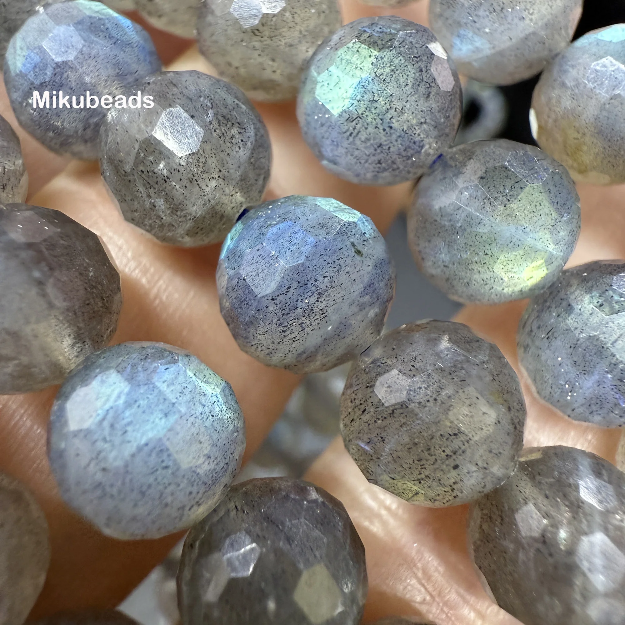 الطبيعية AA + اللابرادوريت 6 مللي متر 8 مللي متر الأوجه تسلق الجولة فضفاض الخرز لصنع المجوهرات أساور يدوية قلادة بالجملة Mikubeads #6