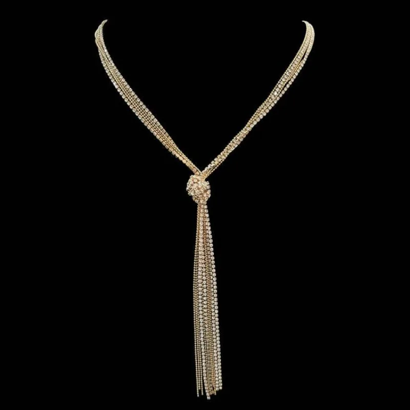 

Shiny long tassel necklace jewelry, fashionable and super sparkling high-end fashion accessories, holiday gifts