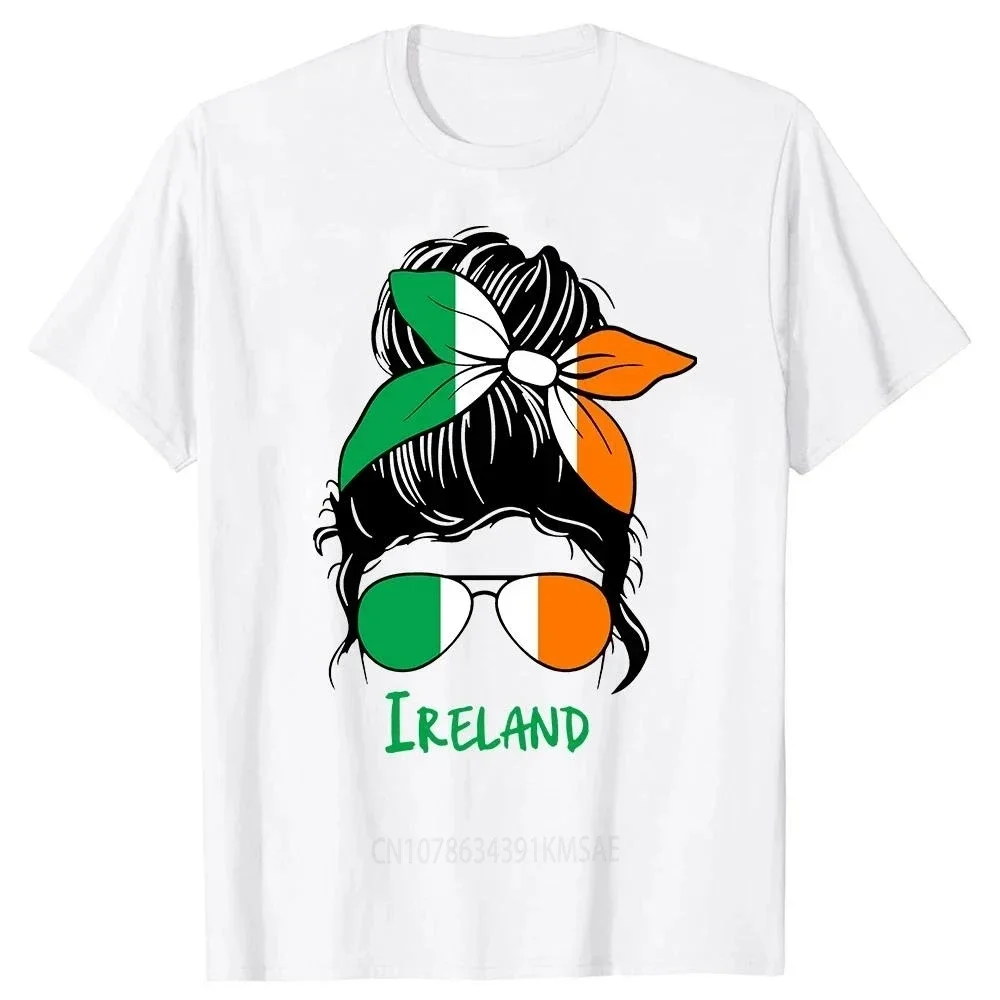 Funny Irish Girl Ireland Flag Woman Proud T Shirt Graphic Cotton Streetwear Short Sleeve Birthday Gifts Summer Style T-shirt Men