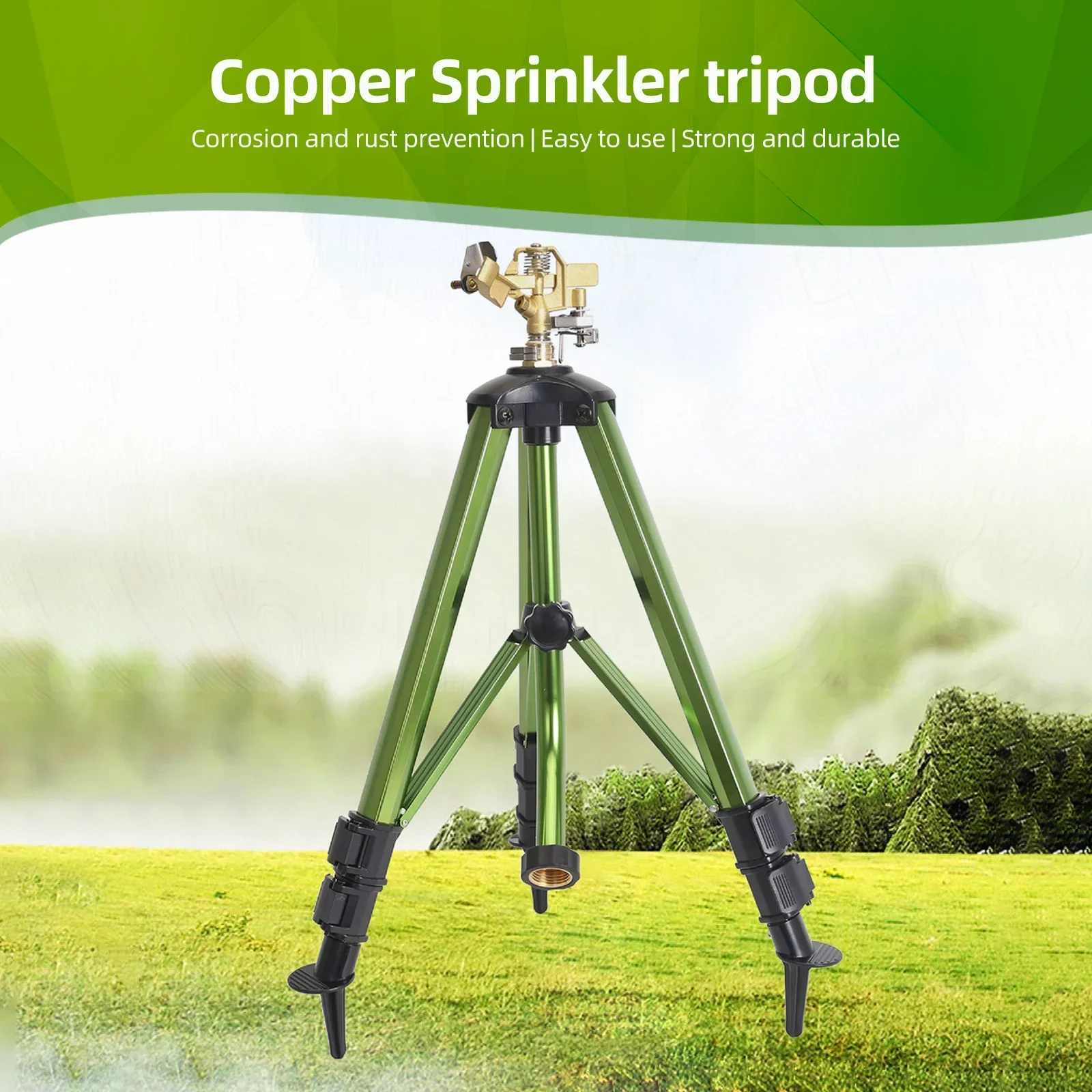 Heavy Duty Lawn Sprinkler 360 Degree Large Area Irrigation Impact Sprinkler on Tripod Base Sprinkler Nozzle for Lawn/Yard/Garden