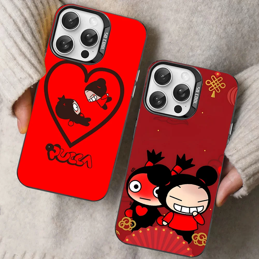 P-Pucca G-Garu Cute Phone Case For IPhone 16 15 14 13 12 11 Pro Max X XR XSMAX 8 7 Plus Matte Shockproof Back Cover