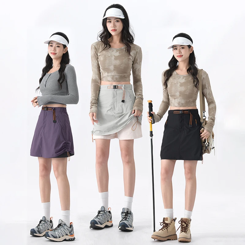 JNLN Women's Hiking Shorts Outdoor Lightweight Stretch Workwear Culottes Camping Climbing Running Anti-Exposure Shorts Skirt - Image 6