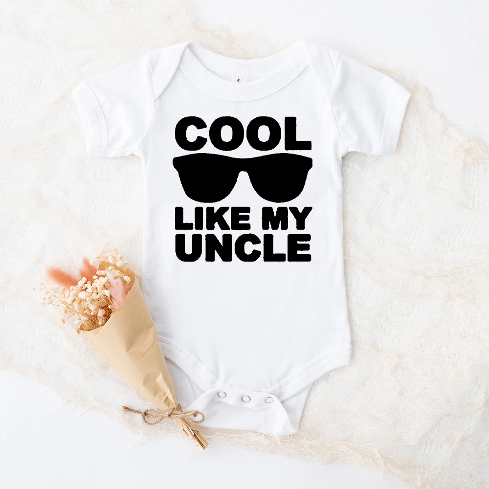 Newborn Baby Romper Cool Like My Uncle Print Bodysuit Toddler Girl Boy Summer Clothes Rompers Outfit Infant Clothes Best Present