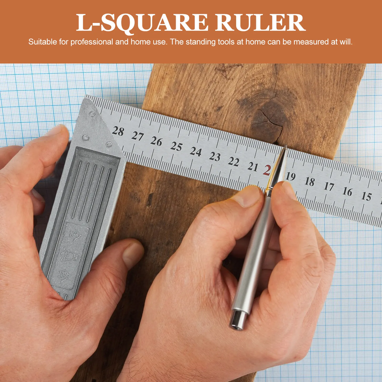 L-Steel 90 Degree Right Angle Ruler Metal Measuring Tool Accurate Clear Numbers for Carpenters DIY Use - Ruler