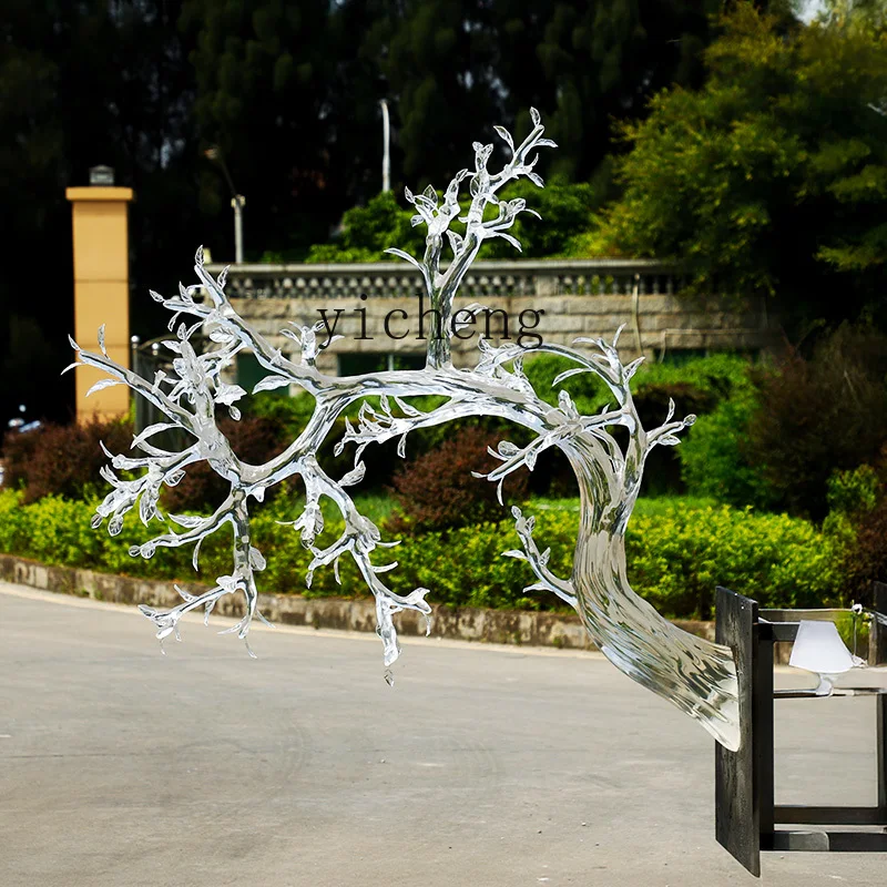 L7-10  transparent crystal branch trunk sculpture custom hotel lobby welcome pine installation art soft decoration